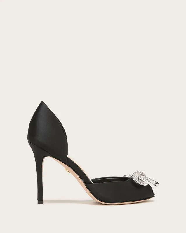 Gadot Peep-Toe Pump | Crystal-Embellished Bow sold by Veronica Beard