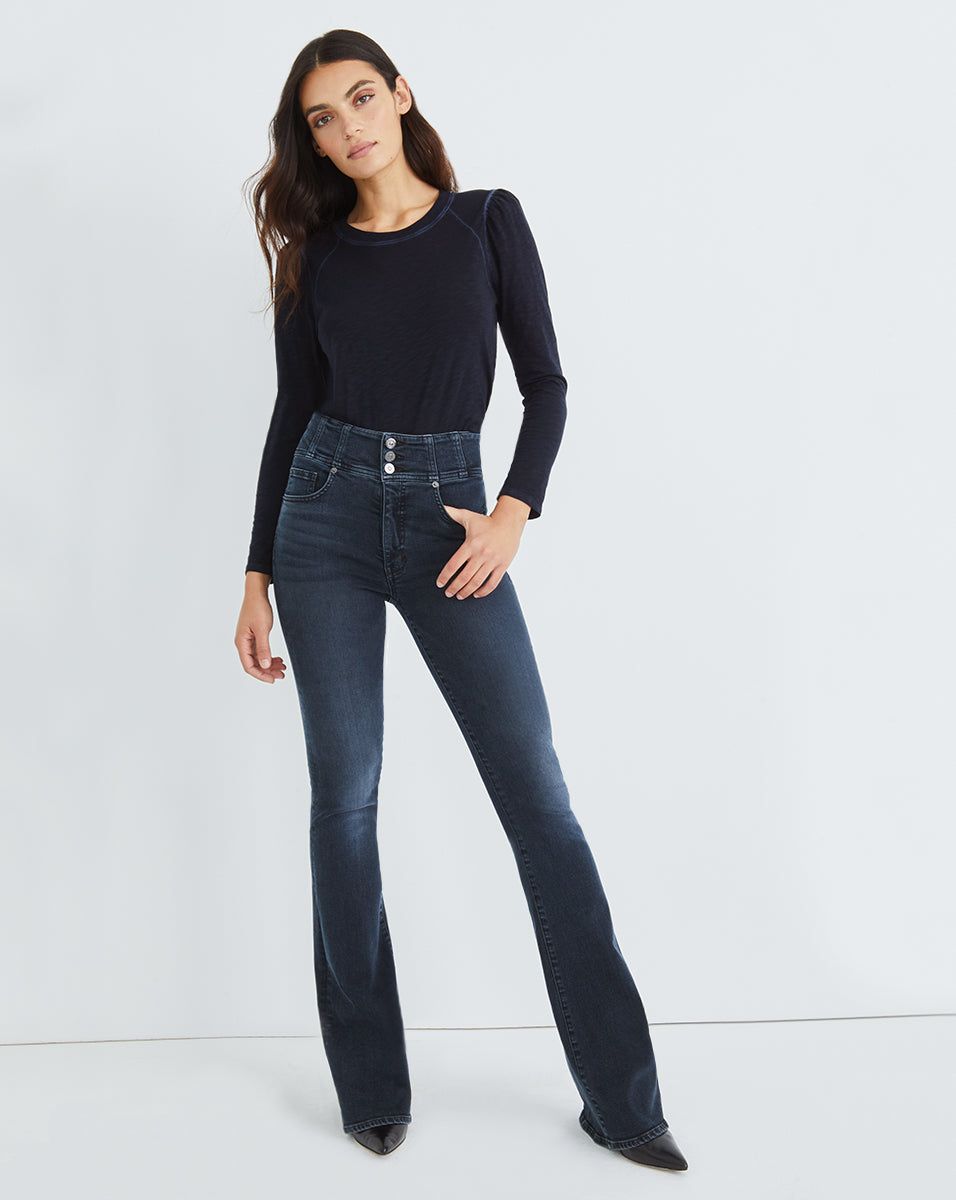 Beverly Skinny-Flare Jean | Corset Waist sold by Veronica Beard