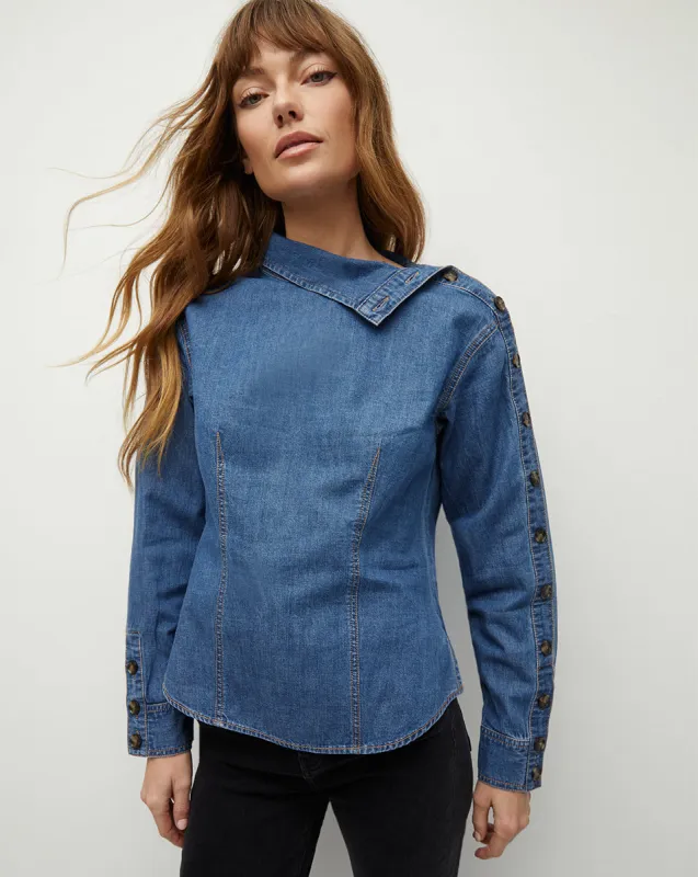 Fauri Asymmetrical Denim Shirt sold by Veronica Beard