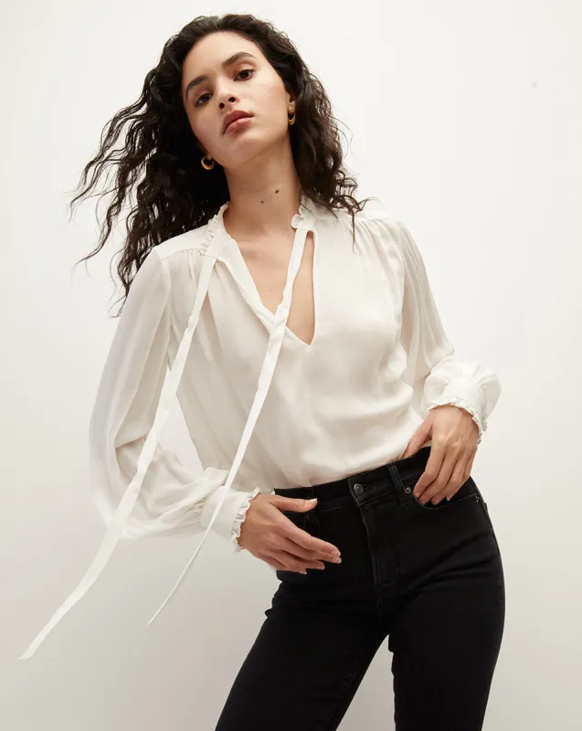 Louama Tie-Neck Top sold by Veronica Beard