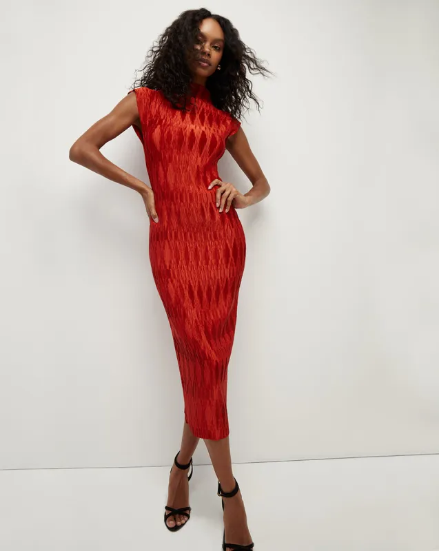 Gramercy Pleated Satin Dress sold by Veronica Beard