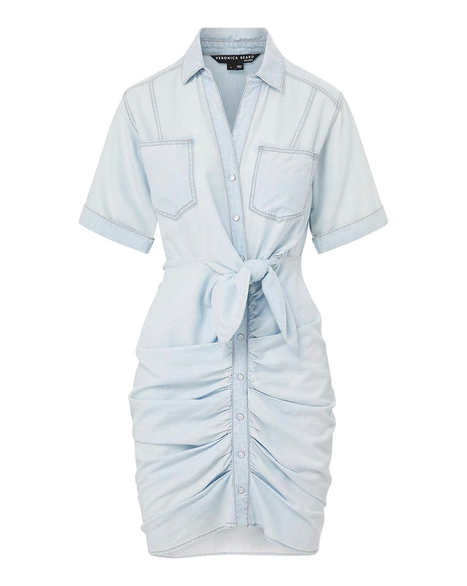 Hensley Ruched Chambray Dress sold by Veronica Beard product image thumbnail 4