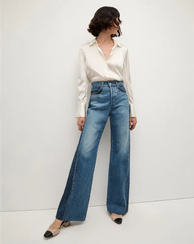 Taylor Two-Tone Wide-Leg Jean sold by Veronica Beard