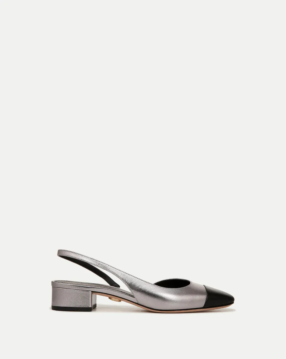 Cecile Leather Cap-Toe Slingback sold by Veronica Beard