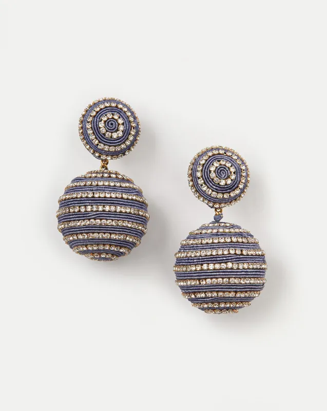 Crystal Blue Stripe Drop Earrings | Clip Backing sold by Veronica Beard