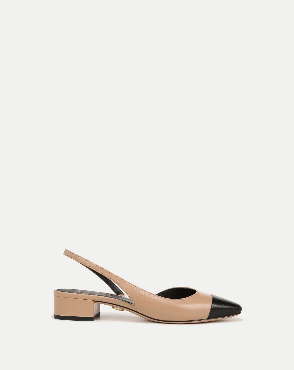 Cecile Leather Cap-Toe Slingback sold by Veronica Beard