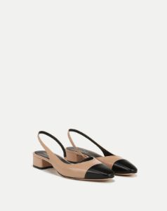 Cecile Leather Cap-Toe Slingback sold by Veronica Beard