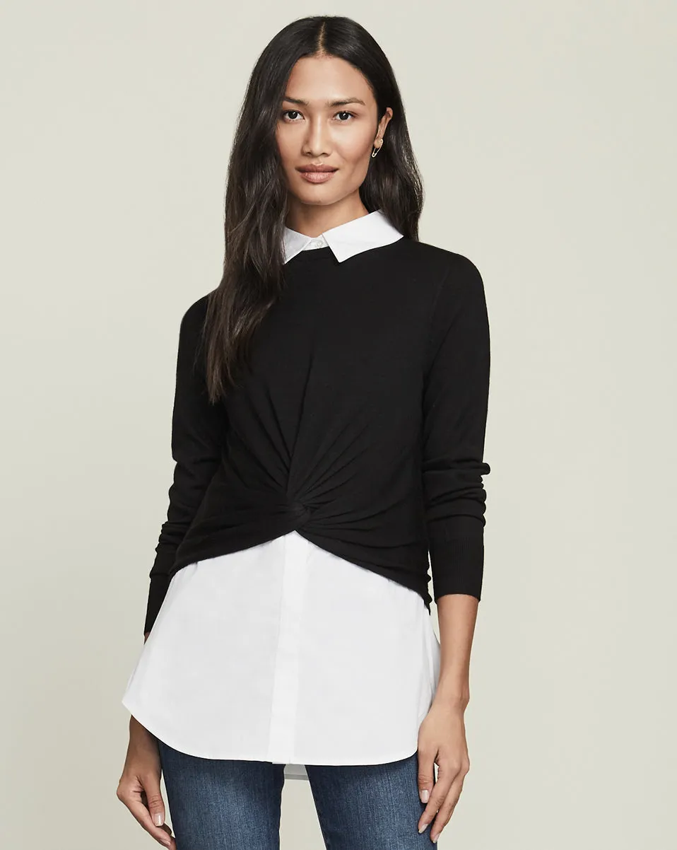 Phebe Mixed-Media Pullover sold by Veronica Beard