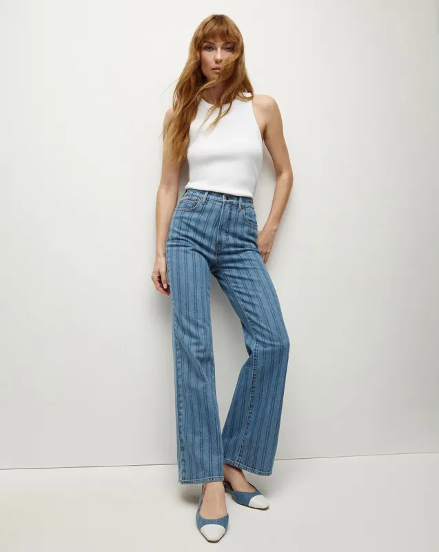 Crosbie Striped Loafer Length Wide-Leg Jean sold by Veronica Beard