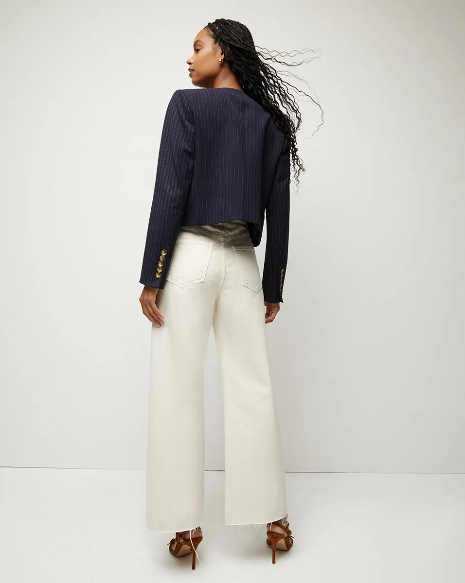 Winslow Pinstriped Collarless Jacket sold by Veronica Beard product image thumbnail 4