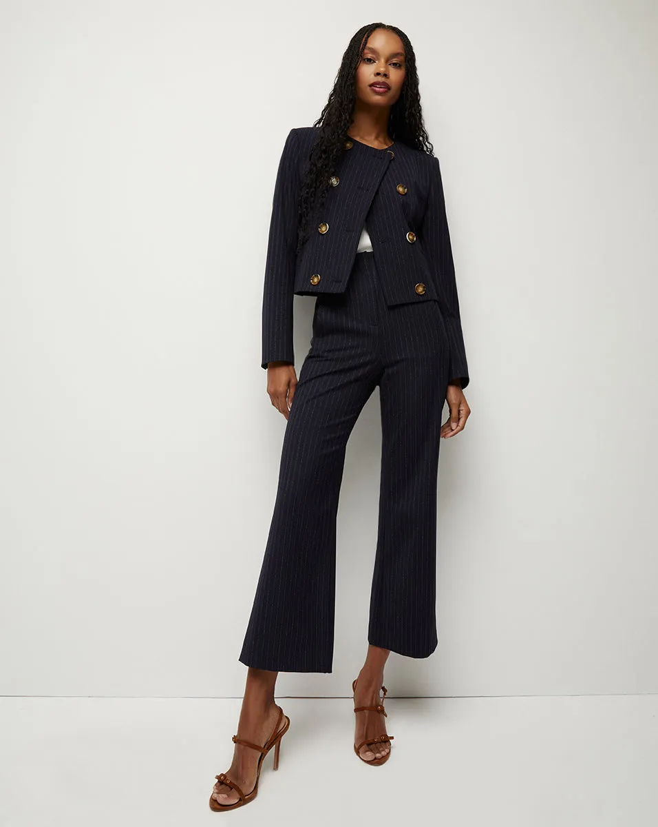 Winslow Pinstriped Collarless Jacket sold by Veronica Beard product image thumbnail 5