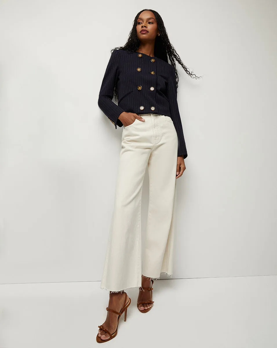 Winslow Pinstriped Collarless Jacket sold by Veronica Beard product image thumbnail 2