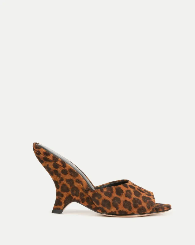 Mila Leopard Suede Sculpted Wedge Slide Sandal sold by Veronica Beard