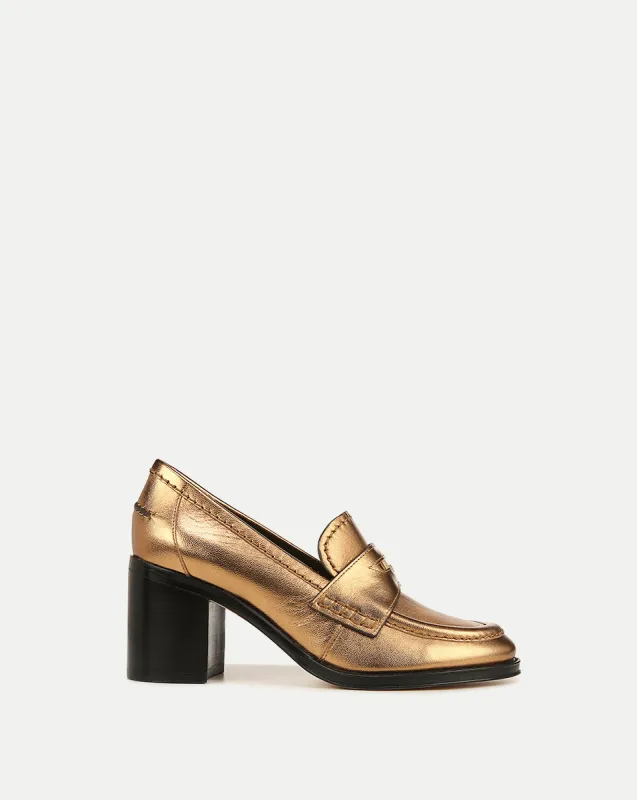 Penny Leather Loafer Heel sold by Veronica Beard