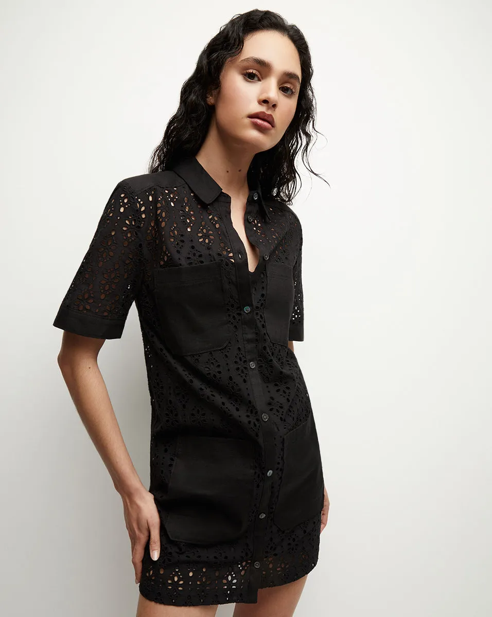 Rafaela Cotton Eyelet Shirtdress sold by Veronica Beard