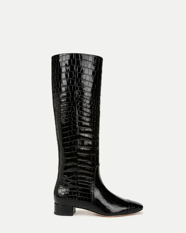 Cecile Croc-Embossed Tall Boot | Wide-Calf sold by Veronica Beard