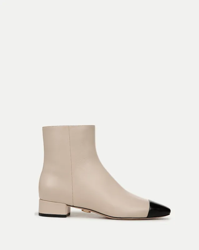 Cecile Leather Cap-Toe Bootie sold by Veronica Beard