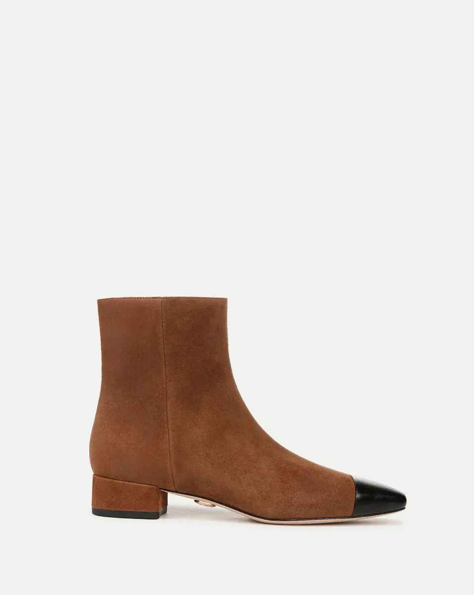 Cecile Suede Cap-Toe Bootie sold by Veronica Beard