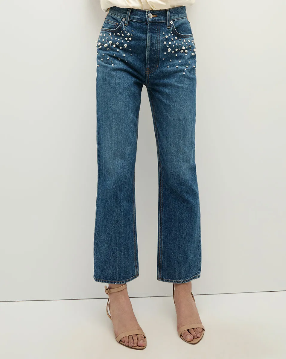 Daniela Embellished Straight-Leg Jean sold by Veronica Beard product image thumbnail 2