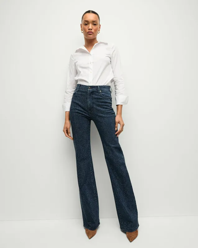 Crosbie Rhinestone Slim Wide-Leg Jean sold by Veronica Beard