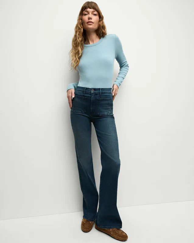 Crosbie Patch-Pocket Slim Wide-Leg Jean sold by Veronica Beard