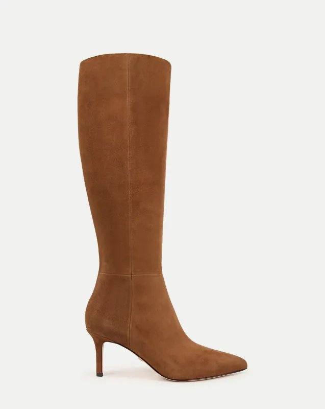 Lisa Suede Mid-Heel Tall Boot sold by Veronica Beard