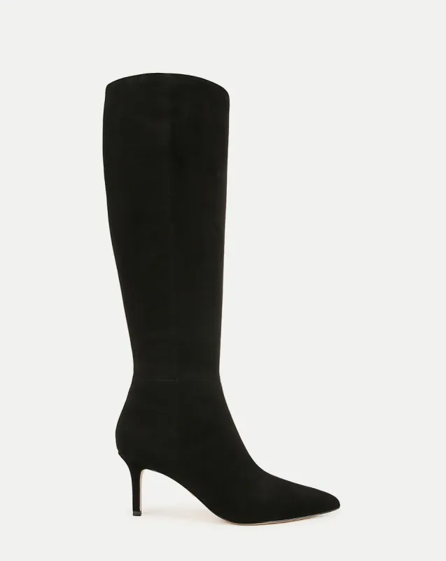 Lisa Suede Mid-Heel Tall Boot sold by Veronica Beard