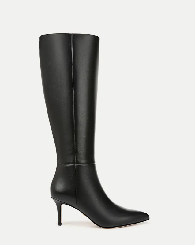 Lisa Leather Mid-Heel Tall Boot sold by Veronica Beard