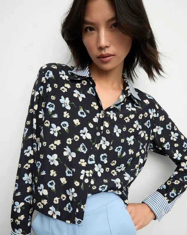 Maia Floral Silk Double-Collar Shirt sold by Veronica Beard