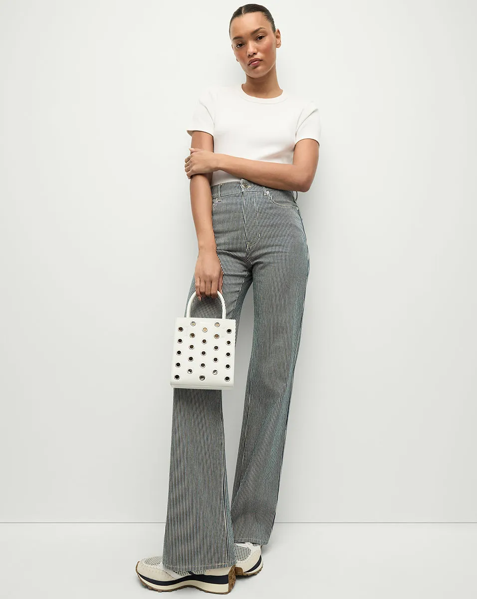 Crosbie Striped Slim Wide-Leg Jean sold by Veronica Beard