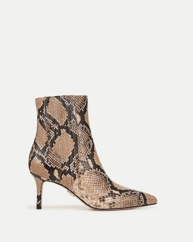 Lisa Snakeskin-Embossed Mid-Heel Bootie sold by Veronica Beard