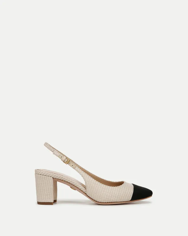 Cecile Raffia Cap-Toe Slingback Pump sold by Veronica Beard