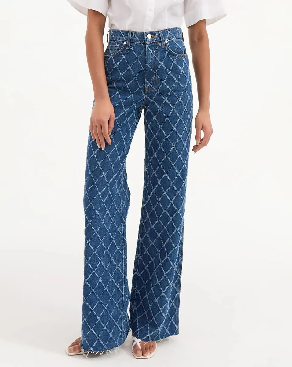 Taylor Diamond Printed Wide-Leg Jean sold by Veronica Beard product image thumbnail 2