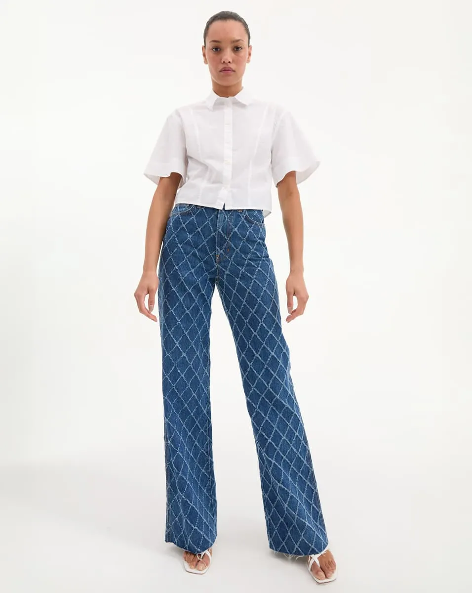 Taylor Diamond Printed Wide-Leg Jean sold by Veronica Beard