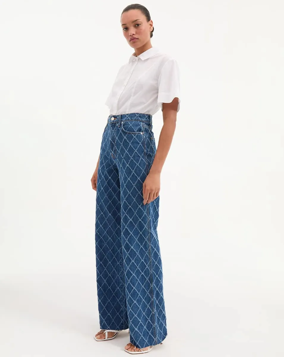 Taylor Diamond Printed Wide-Leg Jean sold by Veronica Beard product image thumbnail 3