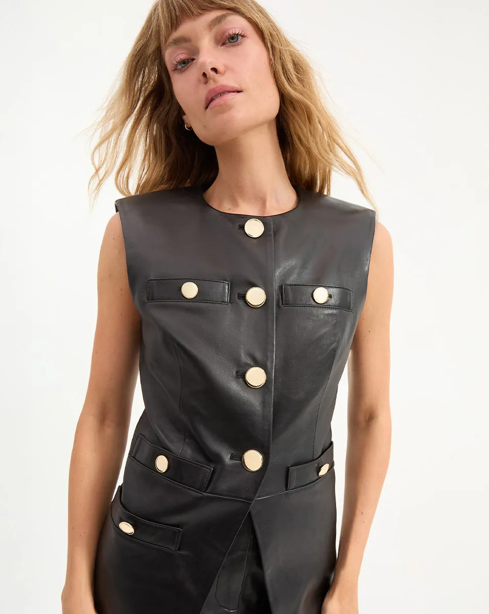 Tamara Leather Vest sold by Veronica Beard