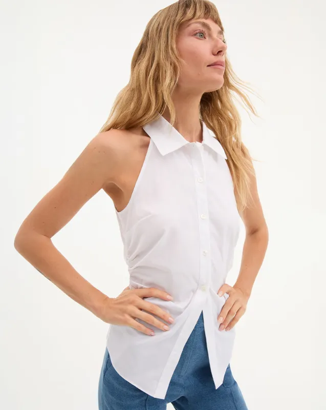 Regina Sleeveless Button-Down Shirt sold by Veronica Beard