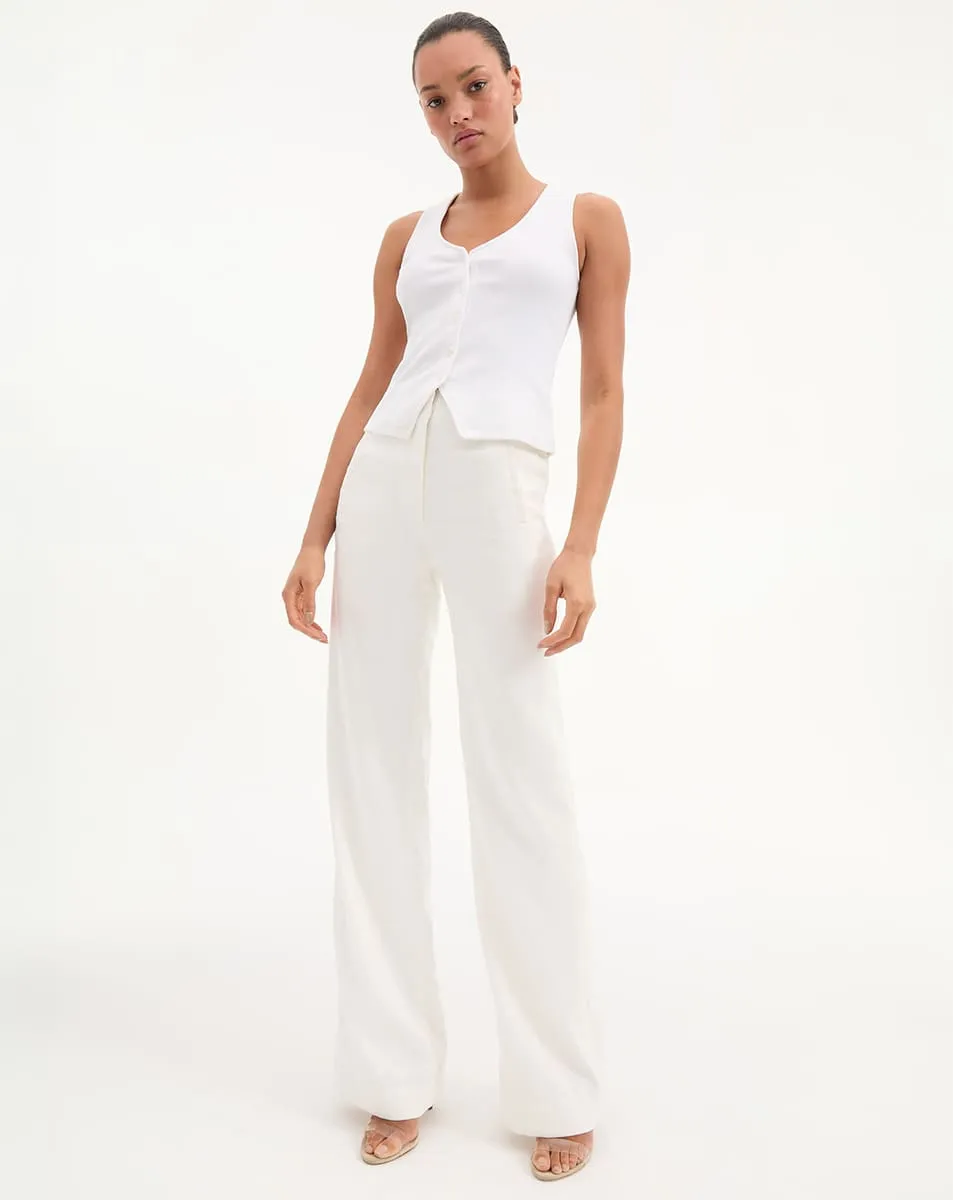 Jude Linen Wide-Leg Pant sold by Veronica Beard