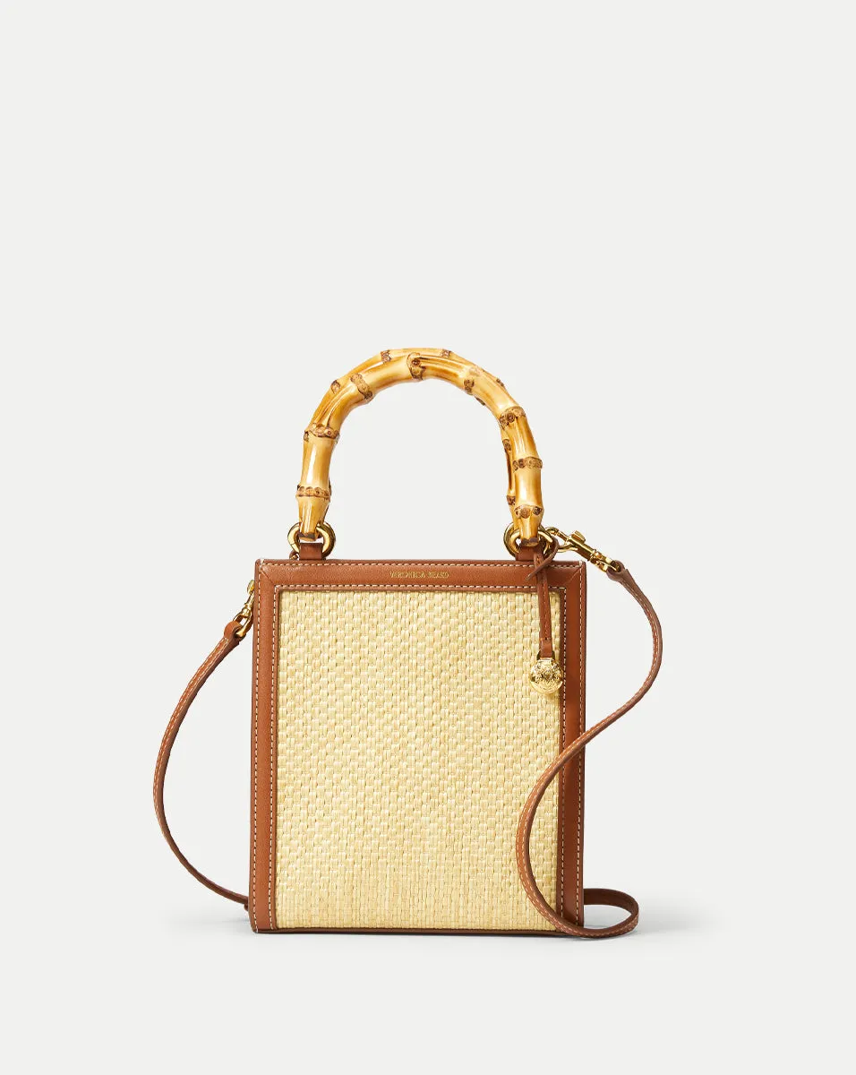 Raffia Bamboo-Handle Shopper Bag sold by Veronica Beard