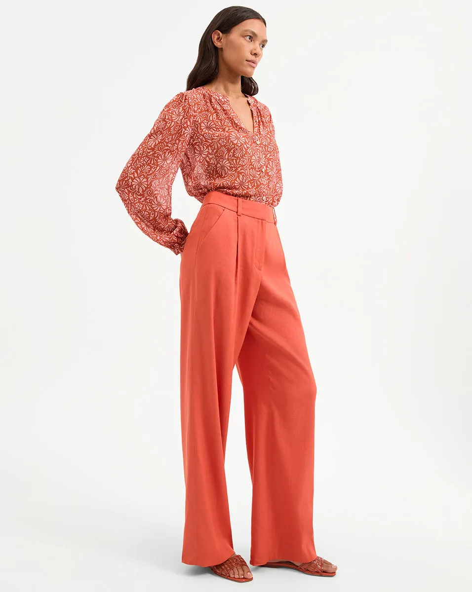 Heyser Wide-Leg Stretch-Linen Pant sold by Veronica Beard product image thumbnail 3