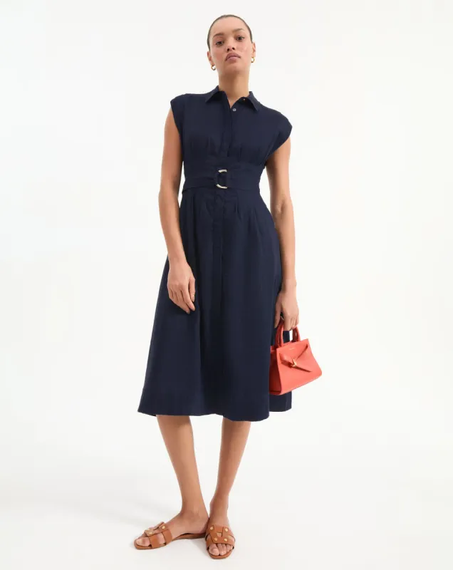 Loreta Belted Linen Dress sold by Veronica Beard
