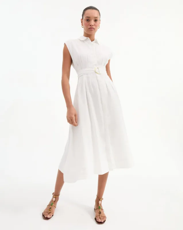 Loreta Belted Linen Dress made by Veronica Beard