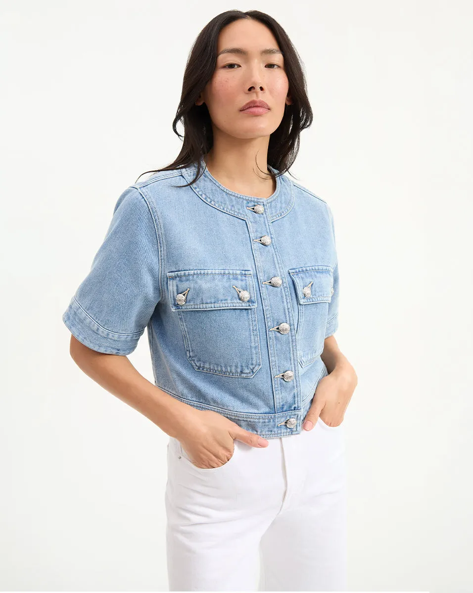 Elias Short Sleeve Denim Jacket sold by Veronica Beard