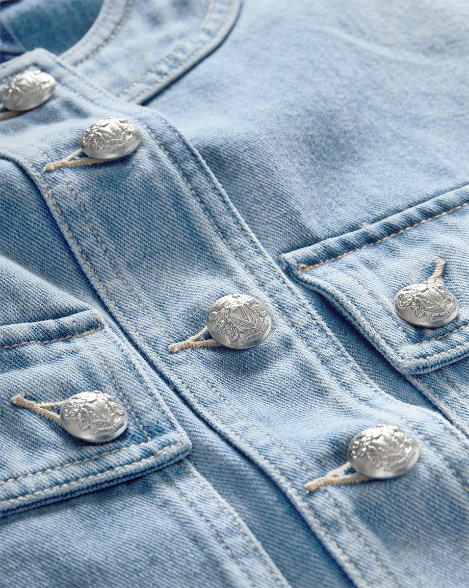 Elias Short Sleeve Denim Jacket sold by Veronica Beard product image thumbnail 3