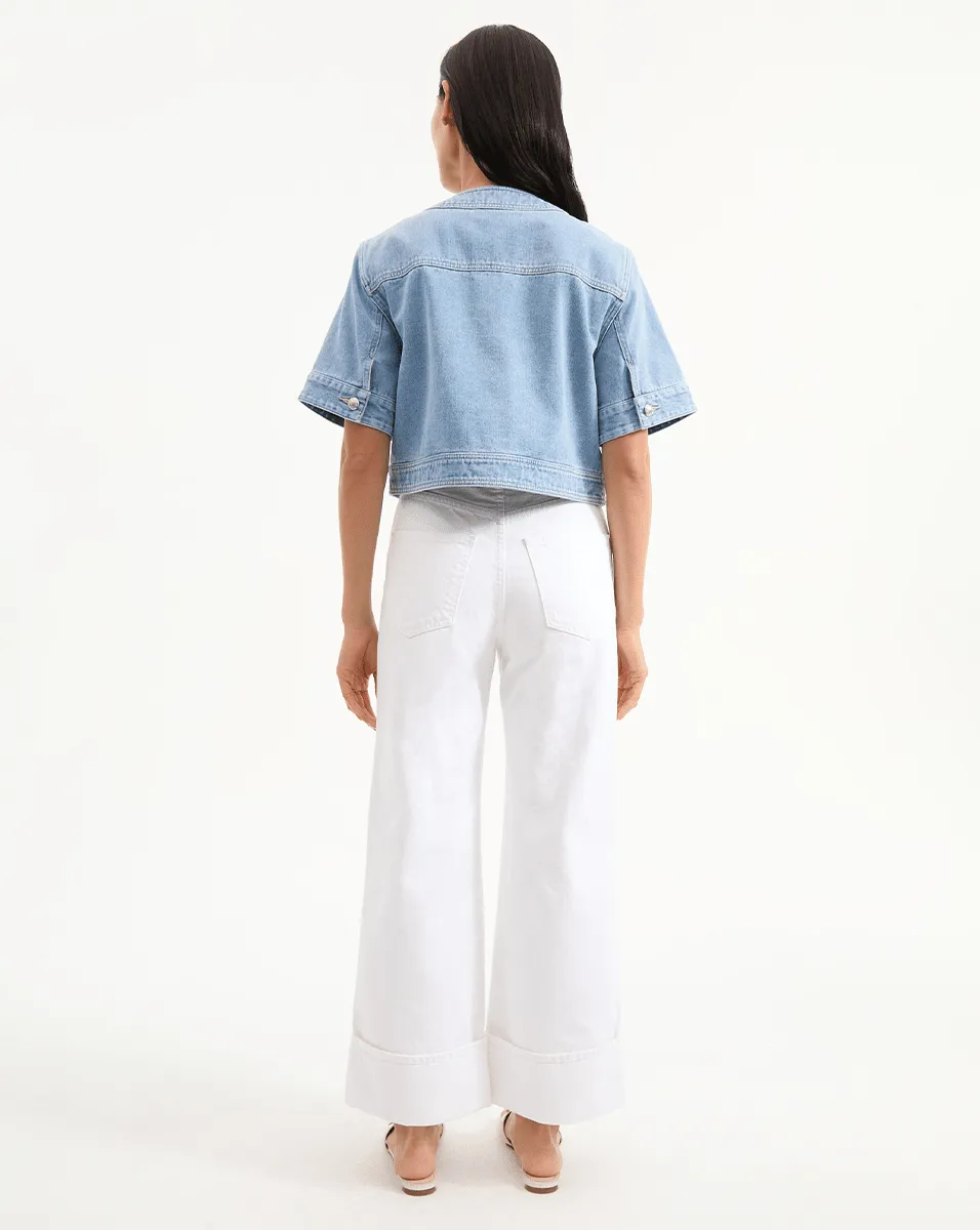 Elias Short Sleeve Denim Jacket sold by Veronica Beard product image thumbnail 4