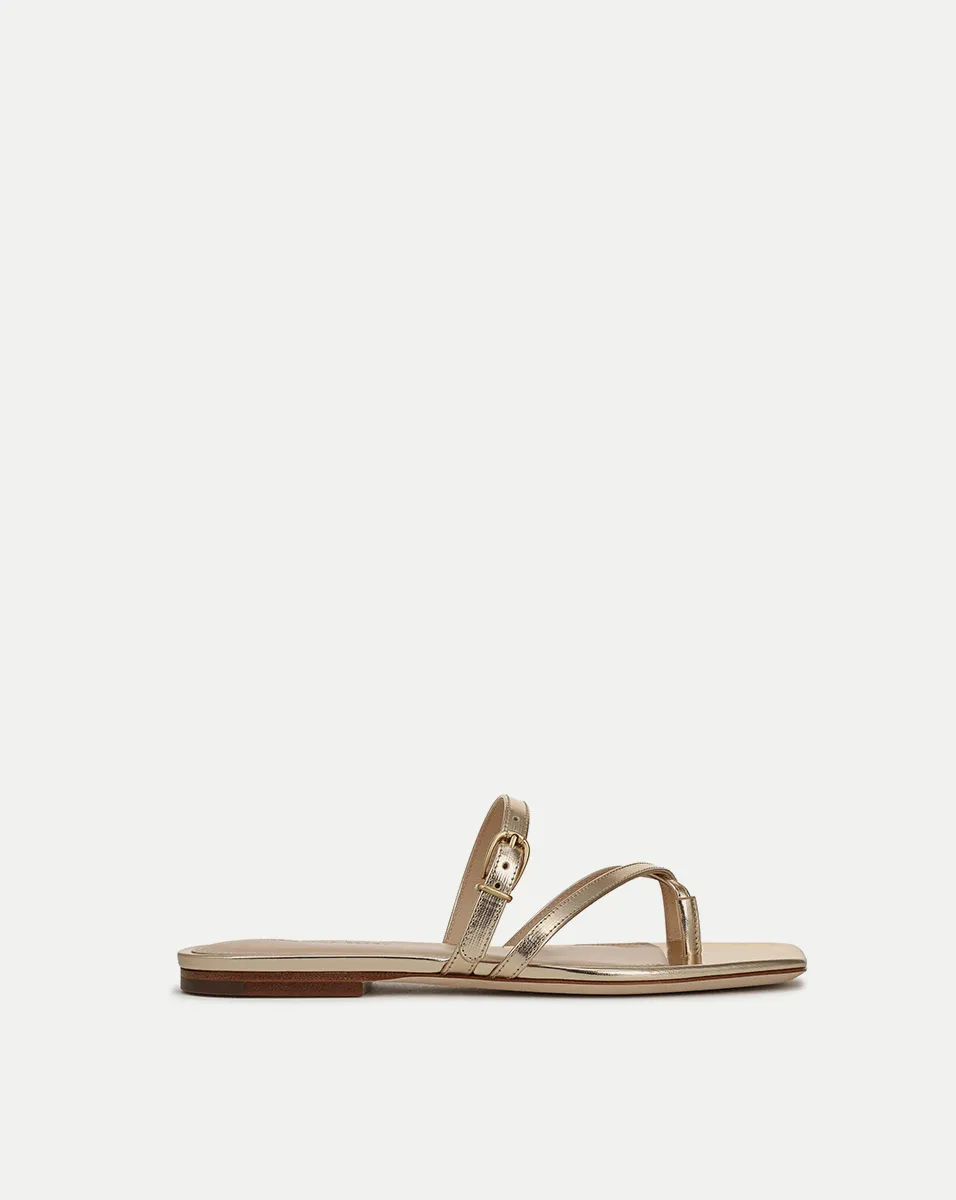Marthe Metallic Leather Sandal sold by Veronica Beard