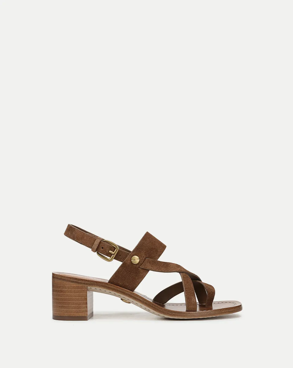 Elodie Suede Block-Heel Sandal sold by Veronica Beard