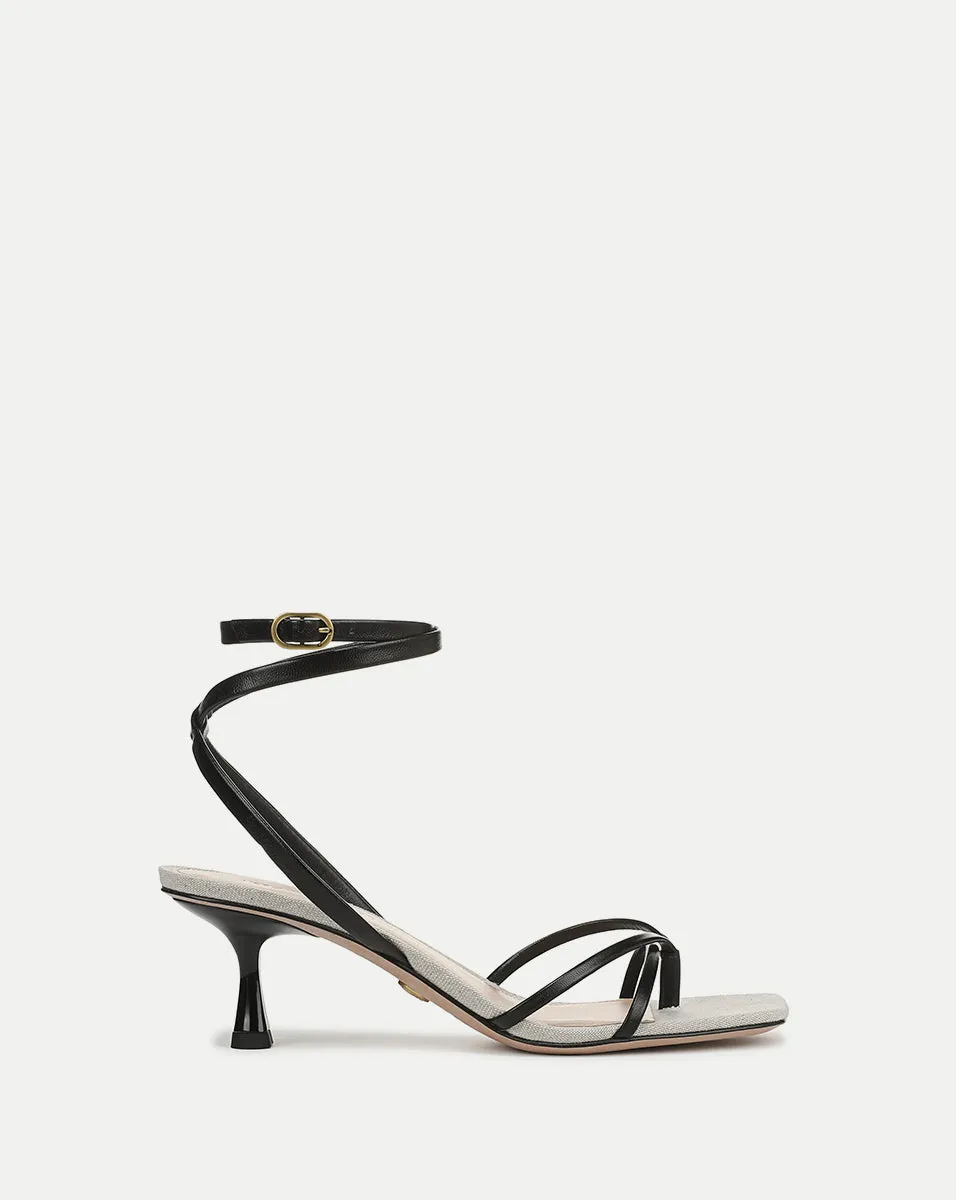 Caterina Leather Ankle-Wrap Sandal sold by Veronica Beard