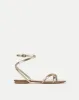 Allegra Metallic Ankle-Wrap Sandal sold by Veronica Beard