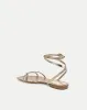 Allegra Metallic Ankle-Wrap Sandal sold by Veronica Beard